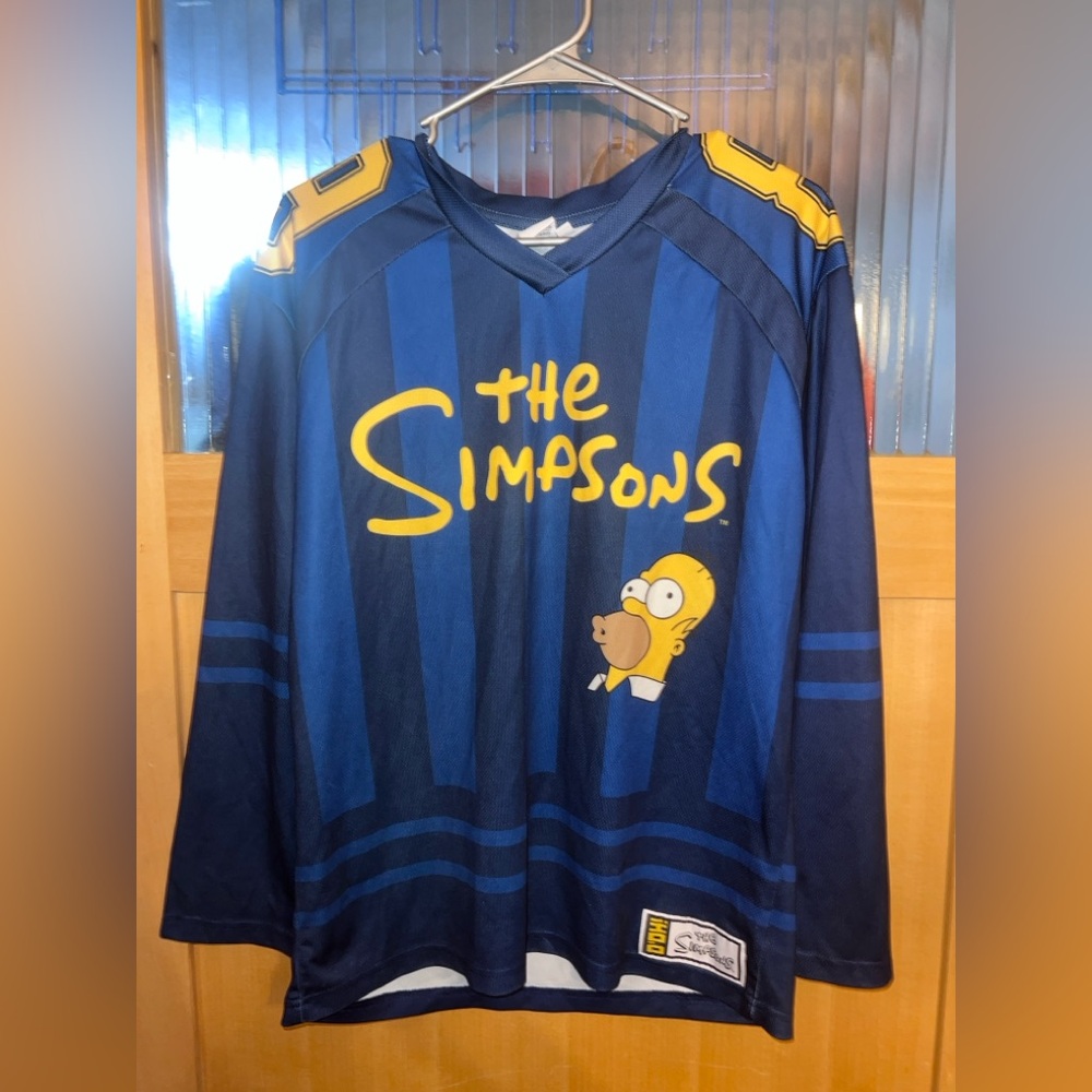 The Simpsons Stripe Hockey Jersey 3/4 Sleeve Size Medium